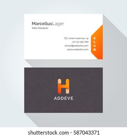 H Letter Alphabet logo corporate business card design template