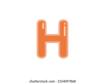 H letter alphabet orange candy jelly glossy vector isolated on white background 