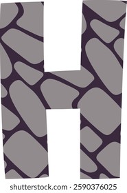 H Letter Alphabet With Rhino Skin Pattern Vector Illustration