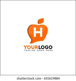 H letter apple logo design. Social talk vector illustration.