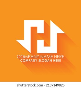 "H" Letter H with Arrow end Abstract Vectorize modern minimalist logo.