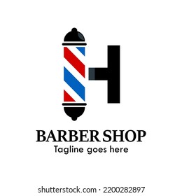 h letter with baber shop symbol logo template illustration. suitable for baber shop 