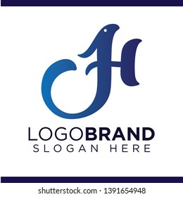 H letter and bird logo vector template
