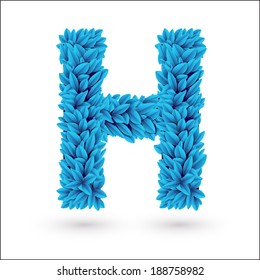 H letter. Blue font vector element isolated on white.