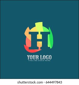 H letter brand. Alphabet colorful logos in the circle. Vector design template elements for your application or corporate identity.