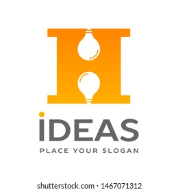 H Letter with bulb lamp vector logo template. This graphic suitable for idea. 