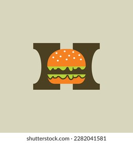 H letter burger logo suitable for fast food business