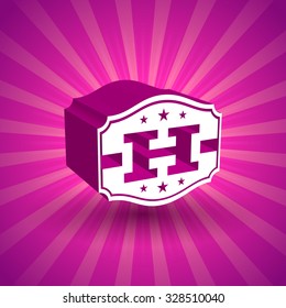 h letter business logo design template abstract vector elements for corporate identity emblem label or icon on bright shiny pink background color rose white abstraction unusual mark partnership publis