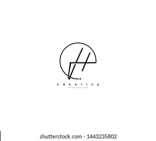 H letter calligraphic Minimal monogram emblem style vector logo