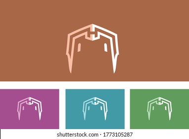 H Letter Castle Logo in verschiedenen Farben