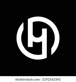 H letter circle logo design, white color on black background - Vector
