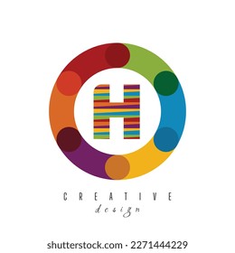 H letra Diseño del logotipo Circle con círculo con logotipo colorido