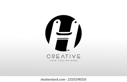H Letter circle shape Logo Design Vector