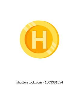 H, letter, coin color icon. Element of color finance signs. Premium quality graphic design icon. Signs and symbols collection icon for websites, web design