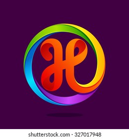 H letter colorful logo in the circle. Vector design template elements for your application or corporate identity.