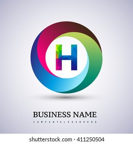 H letter colorful logo in the circle. Vector design template elements for your application or company identity.