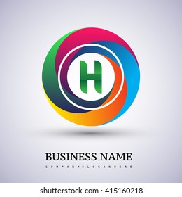 H letter colorful logo in the circle. Vector design template elements for your application or company identity.