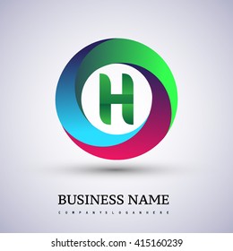 H letter colorful logo in the circle. Vector design template elements for your application or company identity.