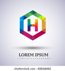 H letter colorful logo in the hexagonal. Vector design template elements for your application or company identity.
