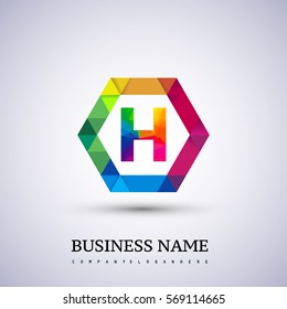 H letter colorful logo in the hexagonal. Vector design template elements for your application or company identity.entity.