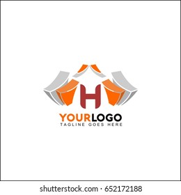 H letter colorful multicolored real estate logo design. Vector illustration for business visual identity. House and skyscraper theme