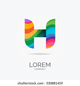 H Letter Colorful Wavy Modern Abstract Art design Icon logo