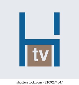 H letter concept logo for TV. Htv letter mark iconic logo vector illustration.