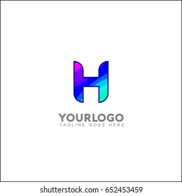 H letter creative 3 dimensional abstract vector logo design. Brand with shiny effect. 