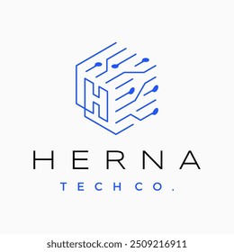 h letter Cube Tech Logo vector icon illustration