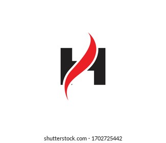 H Letter Design with Red Creative Shape