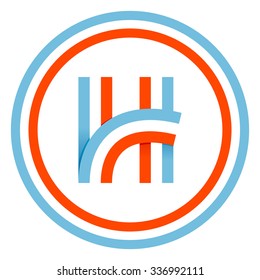 H letter design template. This letter can be used for a sports team identity. Also, it can be a red-white-blue colors ribbon flag.