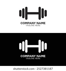 H letter with dumbbell logo, modern minimalist abstract logotype.