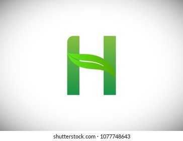 H Letter eco logo with leaves icon design template. Vector Illustration