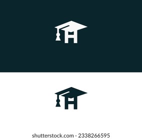H letter Education vector logo template. This design use student hat and cap symbol. Suitable for student and university.