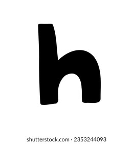 h letter of english latin fill black font in childlike style isolated on white background. For font, typography, branding, logo, lettering, education, signboard, alphabet, presentation, paper.
