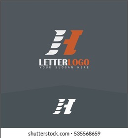 H letter fast speed logo. White and orange automotive logo template. Vector design template elements for your application or corporate identity.