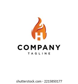 
H Letter fire Vector logo icon vector Template