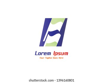 H letter with flag vector logo design