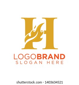 H Letter with Flame Fire logo vector