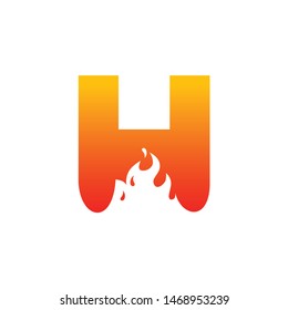 H Letter Flame Logo Design Template Inspiration