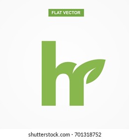 h letter font logo flat with leaf vector logo template