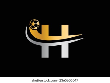 H Letter with Football Sports Logo Template Design. For Football Club Symbol Vector Template