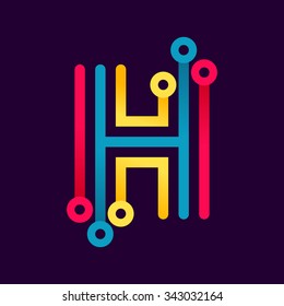 H letter formed by electric line. Font style, vector design template elements for your application or corporate identity.