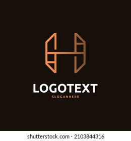 H letter golden logo abstract design on dark color background, H alphabet logo