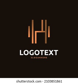 H letter golden logo abstract design on dark color background, H alphabet logo