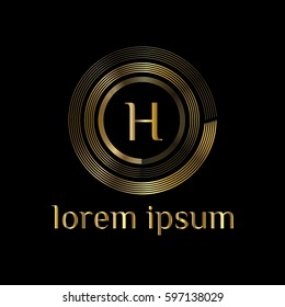 H letter golden logo. Luxury monogram template