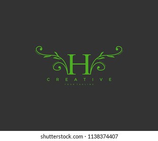 H Letter Graceful Floral Monogram Design Template