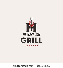 H Letter Grill Basic and elegant minimal artistic design based Icon logo vector art