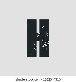 H letter grunge style. Vector eps10