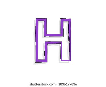 Letra H, trazo de pincel dibujado a mano. Diseño de estilo cómico. Para elementos de diseño, logotipo, póster creativo, etc. Ilustración vectorial 
